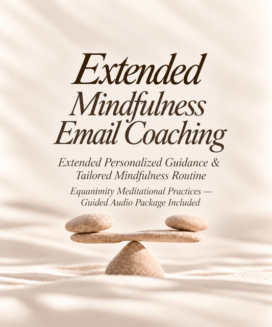 Extended Mindfulness
Email Coaching - Tailored Mindfulness Routine
- Including Equanimity Meditational Practices Guided Audio Package