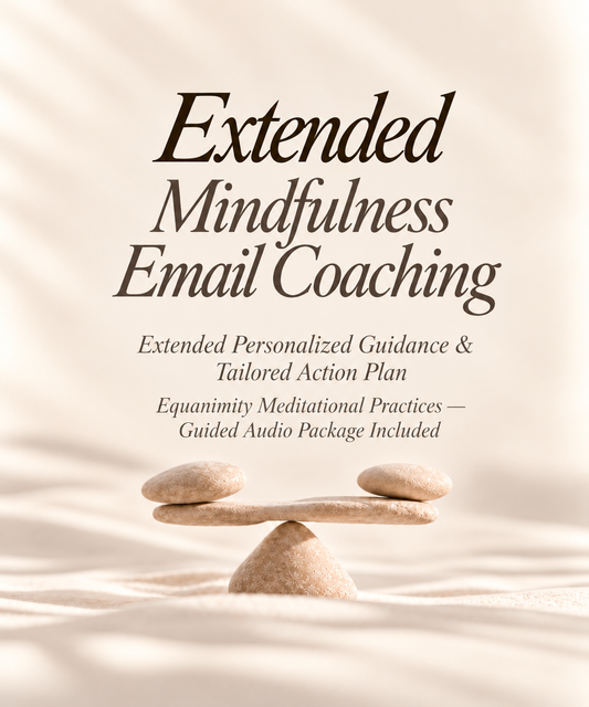 Extended Mindfulness Email Coaching — Personalized Guidance, Tailored Action Plan & Equanimity Meditational Practices Guided Audio Package